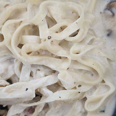 I substituted half of the milk with homemade veggie stock. Perfect recipe and had fun making with hubby, who rolled and cooked the fresh pasta.