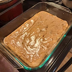 You can't tell because of the angle I took this picture, but she's a bit lopsided lol. But very easy to make! I recommend waiting for them to cool completely before cutting so it doesn't crumble as much when you cut it.