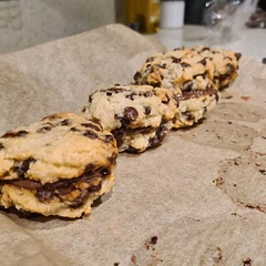 Used applesauce instead of butter. Made 5 (larger) cookies. Took over 20 mins to bake. Easy and delicious!