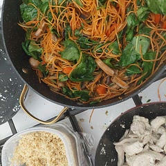 Loved it.
So.. I read the previous reviews so I put only carrot instead of coleslaw, and put chunks of cold tahini afterwards instead of mixing it in. (Also squeezed lemon instead of zest, and put almond cheese instead). Came out delicious and full of healthy veg.
Oh also smaller, whole wheat couscous.