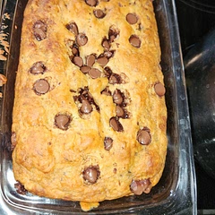 It's not very sweet in the spots that don't have chocolate chips. But it is moist and my daughter loves it