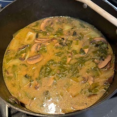 With baby bok choy and portobello mushrooms