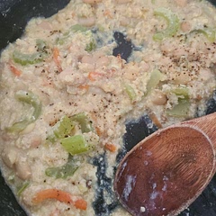 Ended up changing it completely, added celery, carrots and cannellini beans instead of chick peas. Added cumin and and egg and it made it sooo much better. Anyways it was delicious!!