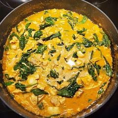 This was incredibly good! I added alot more red curry paste, I love that stuff, and left out the carrots. We also used thighs instead of breasts and served over rice. I could eat this every day.