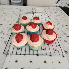 My friend and I decided to make cupcakes but when we couldn't find a kit at the shops we decided to make our own