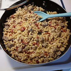 I used Banquet brand precooked sausage links cuz I'm lazy. Lol Added paprika, and red pepper flakes like fellow Whiskers suggested. Didn't even need the cheese. Super good, everyone loved! Served with soft rolls with jelly! 