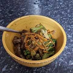 Very tasty! I used rump steak and added shredded carrot. Substituted fresh ginger with ground (3/4 teaspoon) and it seemed to work fine. Sauce does thicken up! Served over cauliflower rice
