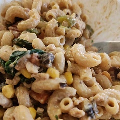 I added corn and black beans with the Spinach and sour cream at the very end before serving and dolloped on the top. Definitely more than 6 servings. Will make  again for sure. 