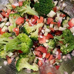 Added broccoli, fat free feta, fresh basil and a little oregano.