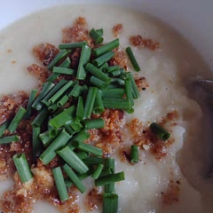 It's just pureed celeriac, but with this topping it's not only fancy but tasty as well
