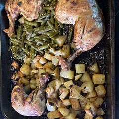 Wish instructions said  happens to potatoes.  I added the potatoes along with chicken.  It smelled and tasted great.  I added canned green beans with chicken and potatoes.  It all came out great.