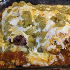 Added garlic to the beans/ corn mix and added Adobo seasoning to the chicken. Cooked at 400° for 45 min. Delicious, definitely a make again in our house.