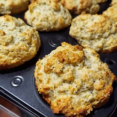 Definitely more lemon next time. I did 1.5T lemon extract in the muffins.

The texture was really good. But I also added 1/4-1/3C soymilk because the batter was so dry it was still mostly powdery.