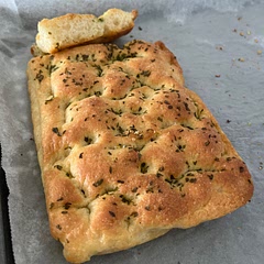 I used ap flour and forgot to measure less water, thus I ended up adding more flour to it. The taste is good and I’m happy with the outcome since it’s my first time ever baking Focaccia. I will try the same day Focaccia recipe as well.