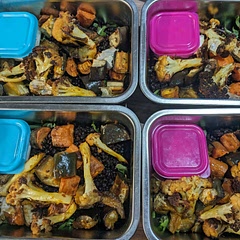 Added the ubiquitous veg box carrots & just added dressing at the last minute. Think I'd leave the tahini out of the dressing next time 
