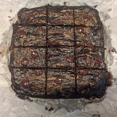 Honestly delicious. They taste like dark chocolate fudge more than anything. Sprinkled some turbinado sugar on top along with the coarse salt.