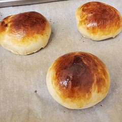 I substituted milk for the water in the buns and they are perfection. New go to bun recipe for its short prep time, taste and simplicity!
