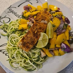 One of my favourite things I've ever made! I used frylight oil to cut calories, and red chillies. Served with courgetti.