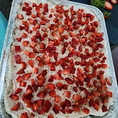 I like to add cinnamon in the batter & the liquid mixture, then add less on top of the whipped cream. Everyone asked which bakery this came from