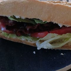 Very simple, lettuce, tomatoes, bacon, and I added goat cheese for fun, it added some creaminess.