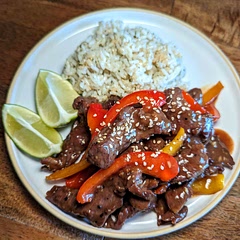 Served over cilantro rice. Yummy