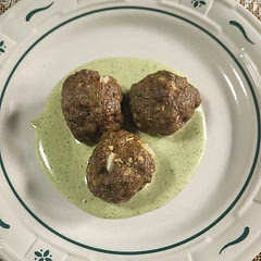 Delicious! I baked mine at 350F on a crisper sheet so the extra fat drained off. The green tahini sauce is amazing. 