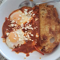 Added sliced red onion and used crushed tomatoes instead of whole tomatoes, just for the texture. Really tasty!