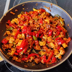 I added some bell peppers and carrots. Instead of maple syrup, I used honey. It was delicious!