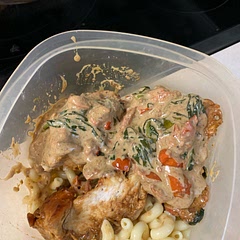 Super good! But make sure to use thinner chicken otherwise it takes too long to cook thick pieces. Used more heavy cream which was nice. Had with noodles.