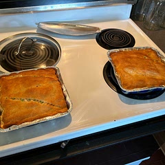 We doubled everything and made 2. It was really good. This was my first time making a pot pie and I did a traditional crust on the bottom and a croissant on top and we decided next time we will only do the croissant as we liked the added sweet