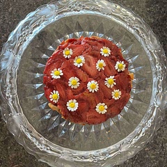 This is super cute, easy and yummy. The trick is to get a hold of a camomile or even feverfew plant to use the edible flowers.