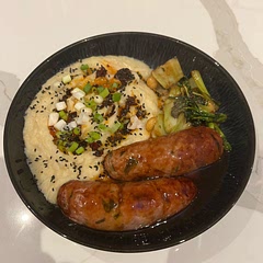 Tasty, served with ginger and spring onion sausages and stir fried greens in oyster sauce.