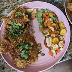 Really good, I'd recommend using cilantro as a garnish and double drenching the chicken in the batter and crumbs.