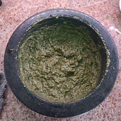 Used a mortar and pestle instead of a food processor and the flavor was amazing! 