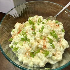 I have always loved potato salad before going vegan. This is the best one I have made since the diet change. It is amazing. I will make this as many times as I can find a reason to. I sprinkle the top with green pepper and paprika.