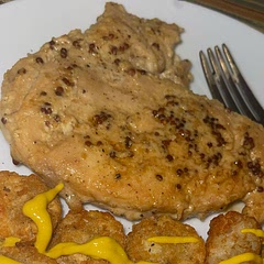The chicken was flavorful, moist, and so tender. Marinated for about 90 mins but will marinate longer next time. We opted to just throw tater tots into the air fryer as a simple side and thought this chicken would be perfect on a brioche bun!
