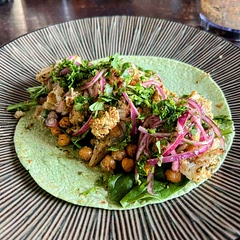 A bit time consuming but very yummy! We used spinach wraps instead of pitas.