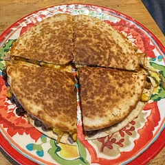 Added shredded chicken and made our own taco seasoning with the spices we had. Very tasty.