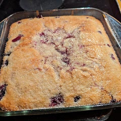 Definitely works best with fresher fruit!!
Half of the pan disappeared in one night... That's an 8 x 8 pan!