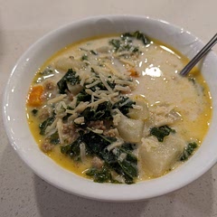 It was great! It took me awhile to prep but was well worth the effort. Definitely don't skip the fresh garlic.

We added some carrots we had, plus a bit more heavy cream to thicken it up.