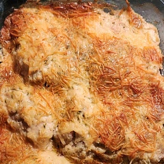Soaked in buttermilk for 1-1.5hrs. Used chicken thighs because that's what we had. Broiled for the last couple of minutes to brown the cheese. Tender, packed full of flavor, and juicy! Delicious!