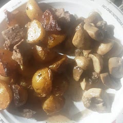 Delicious. I cooked mushrooms in the pan after the potatoes and steak. The family loved it.