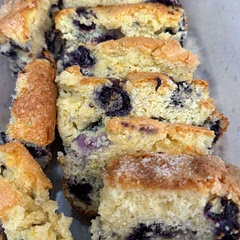 This is delicious! Definitely gonna make this on the regular. I didn’t have buttermilk, but the good ol lemon juice in the milk works great. (I used oat milk) I baked in an 8x8 glass pan with parchment paper for exactly 50 mins. So moist. Yum.