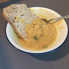 Good stuff, very mild, I might toss and roast the cauliflower and cashews in the oven with some paprika and cumin next time to add more flavor.