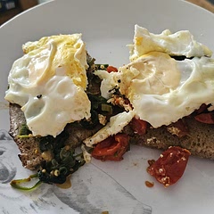 Nice, definitely will add more spinach and spring onion next time. My son doesn't like 'slimy' eggs so I cooked everything in one pan with a lid partially on