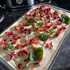 I added some basil and strawberry juice to the milk and turned out great!
Also I only used half of the mascarpone that the recipe called for cause that’s all I had left but it was still good!