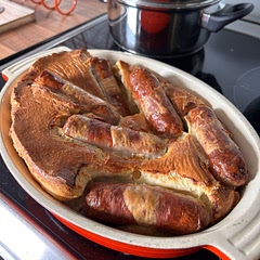 Yorkshire pudding was a bit stodgy in places but otherwise great. Easy enough for a weekday dinner, extra tasty with some mushroom gravy.