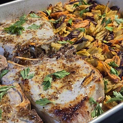 Pork chops were not very flavorful unless you happened to get some of the sauce. Easy to make!