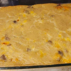 I doubled recipe,  used 1lb turkey breakfast sausage and 1lb pork sausage. And instead of pkt gravy, used the juices from sausages to make the gravy homemade. So good and so easy. 

Oh, I also put brown sugar in the sausage while cooking. 