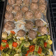 I had a lot more turkey in the pack than the recipe called for and I added two sausages into the meatball mixture and I had some yellow squash and used frozen broccoli and cauliflower instead of fresh but I steamed for two minutes first.